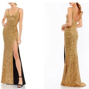 Sequin Sheath Gown, Antique Gold (IEENA FOR MAC DUGGAL)